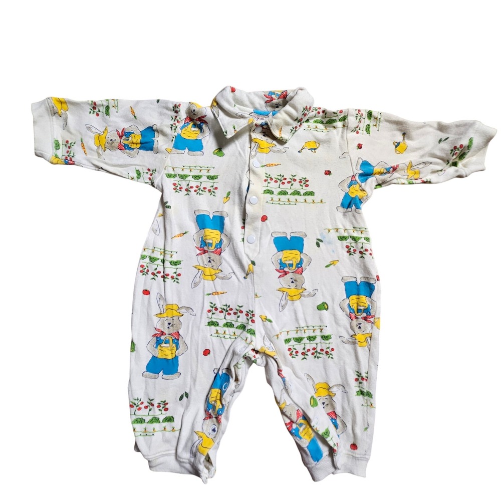 Vintage‎ Talbots Garden Bunny Long Sleeve One Piece Romper 12M Cotton Kidcore